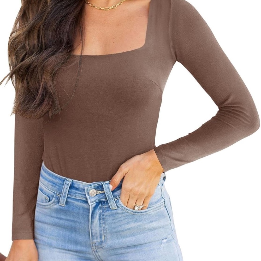 Brown Long-Sleeve Bodysuit